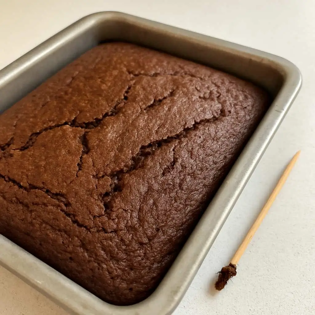 Chocolate Tres Leches Cake batter being folded gently to create a light sponge base.