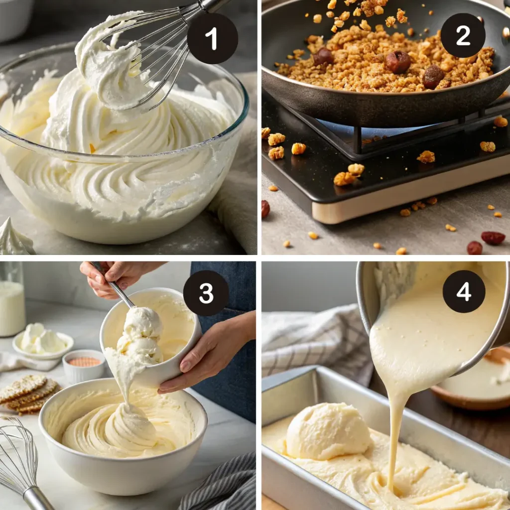 Folding in Grape-Nuts cereal for Jamaican-style ice cream