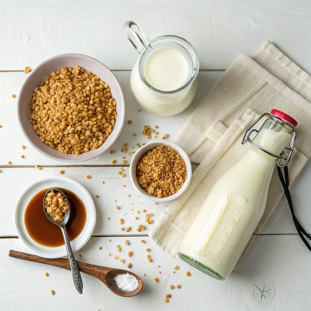Ingredients to make Jamaican Grape Nut Ice Cream without eggs