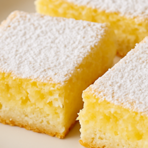 3 ingredient lemon bars angel food cake dusted with powdered sugar