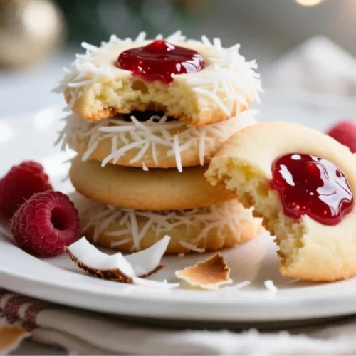 Coconut Raspberry Thumbprint Cookies