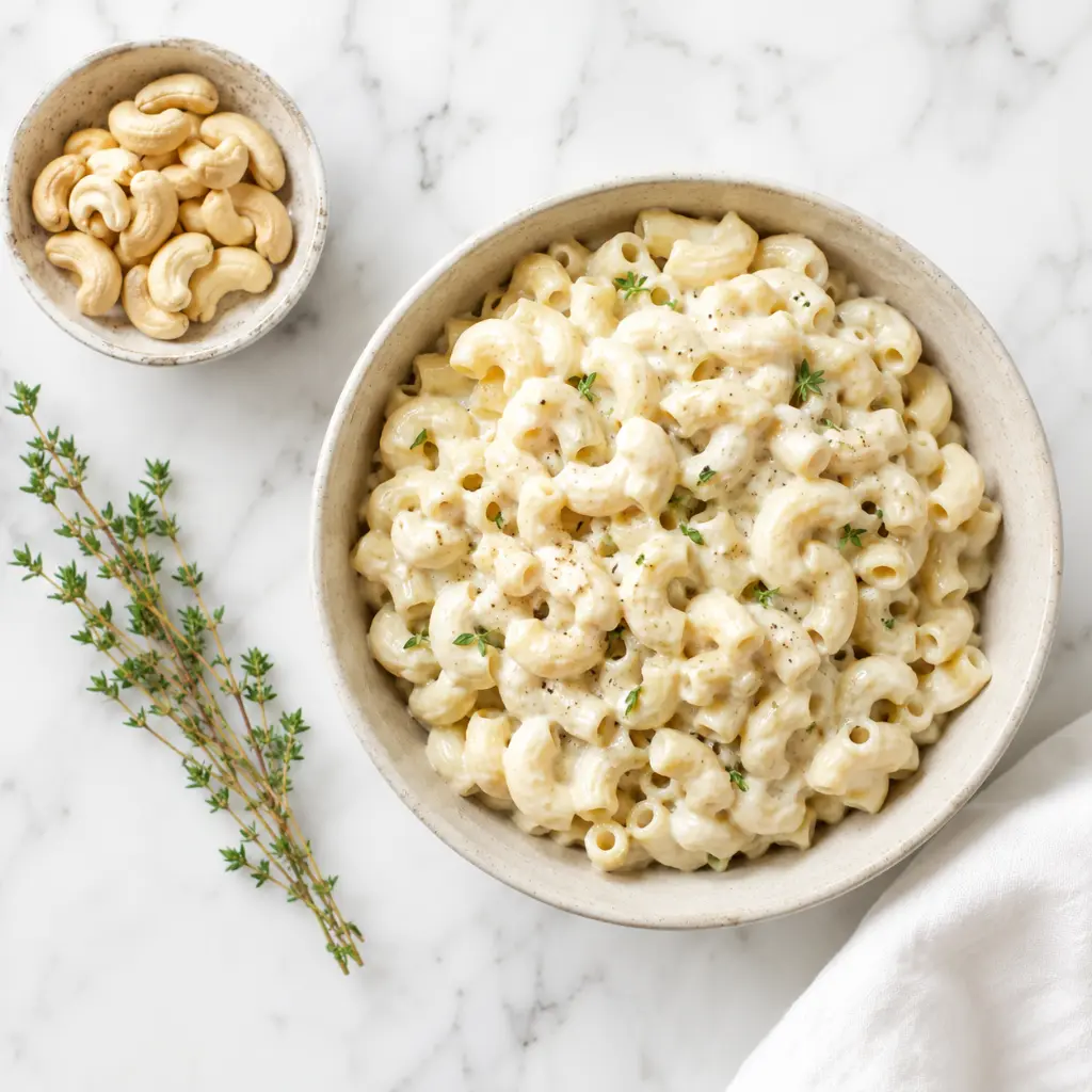 Chickpea macaroni with cashew cream sauce — a lower-glycemic mac and cheese hack for special diets