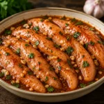 Chicken strips marinating in a zesty lime and spice chicken fajita marinade