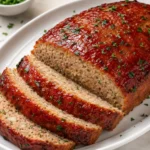 Chicken meatloaf recipe with garlic Parmesan topping and glaze